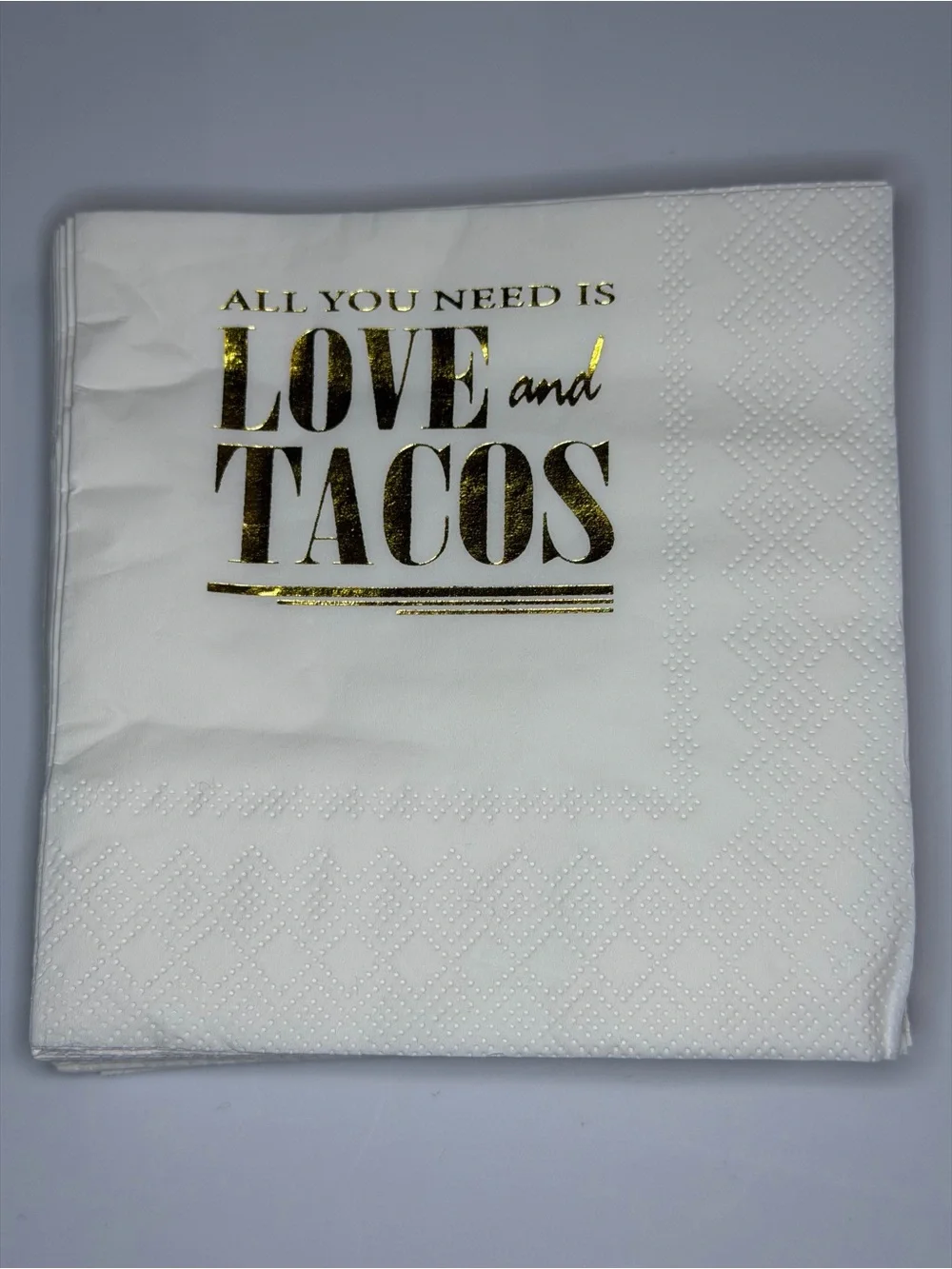 White Napkin with Gold Foil 
